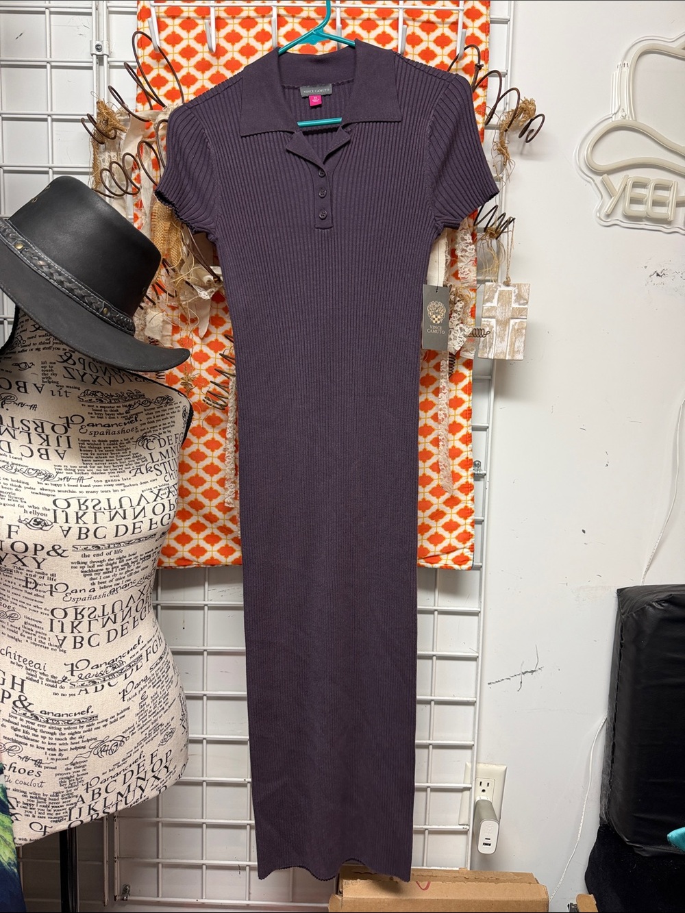 Vince Camuto dark plum ribbed maxi dress